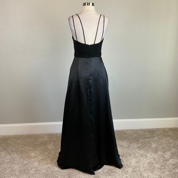 Alex Evenings Satin Beaded Strap Long A-Line Evening Gown Black Size 6 Dress - Picture 5 of 10
